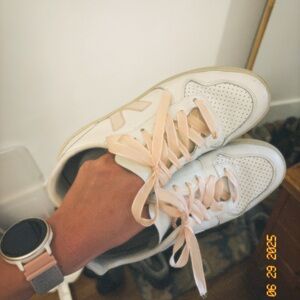 Veja White and Pink Sneakers Minimalist Design